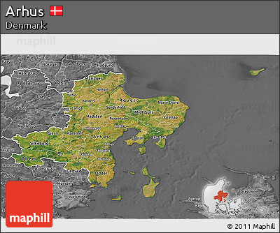 Satellite 3D Map of Arhus, desaturated