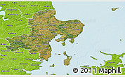 Satellite 3D Map of Arhus, physical outside