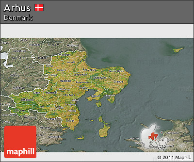 Satellite 3D Map of Arhus, semi-desaturated