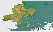 Satellite 3D Map of Arhus, single color outside