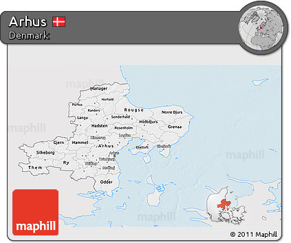 Silver Style 3D Map of Arhus, single color outside