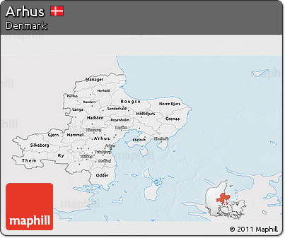 Silver Style 3D Map of Arhus, single color outside
