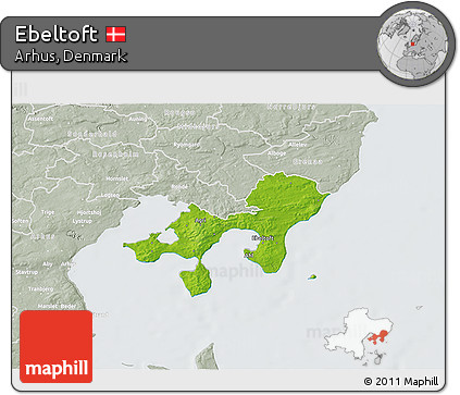 Physical 3D Map of Ebeltoft, lighten, semi-desaturated