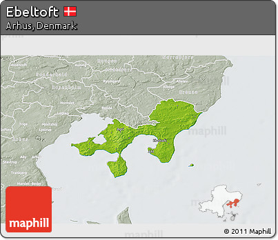 Physical 3D Map of Ebeltoft, lighten, semi-desaturated