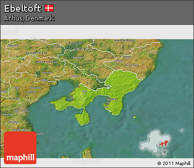 Physical 3D Map of Ebeltoft, satellite outside