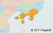 Political 3D Map of Ebeltoft, lighten