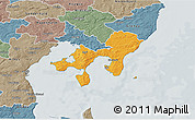 Political 3D Map of Ebeltoft, semi-desaturated