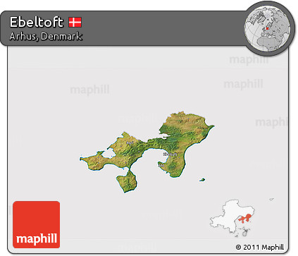 Satellite 3D Map of Ebeltoft, cropped outside