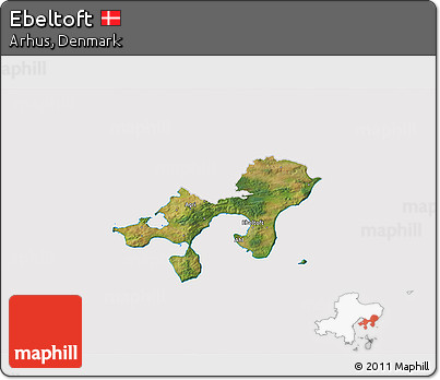 Satellite 3D Map of Ebeltoft, cropped outside