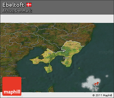 Satellite 3D Map of Ebeltoft, darken