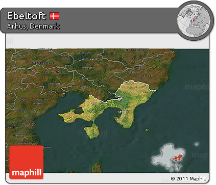 Satellite 3D Map of Ebeltoft, darken