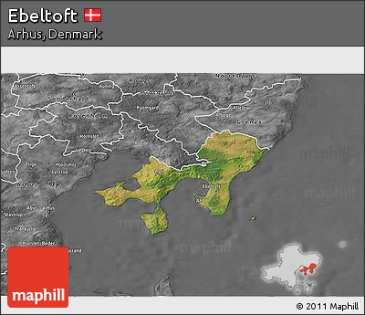 Satellite 3D Map of Ebeltoft, desaturated