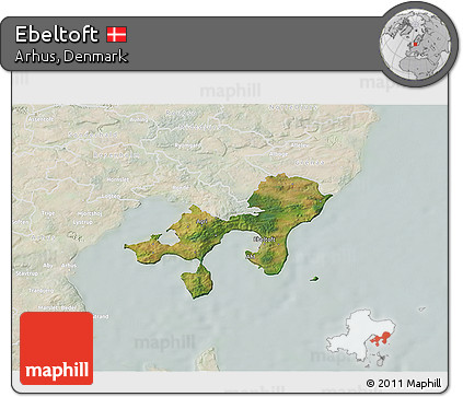 Satellite 3D Map of Ebeltoft, lighten