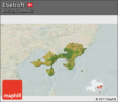 Satellite 3D Map of Ebeltoft, lighten
