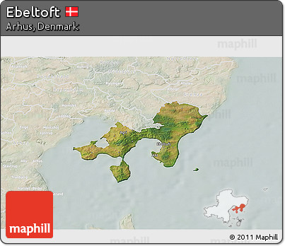 Satellite 3D Map of Ebeltoft, lighten