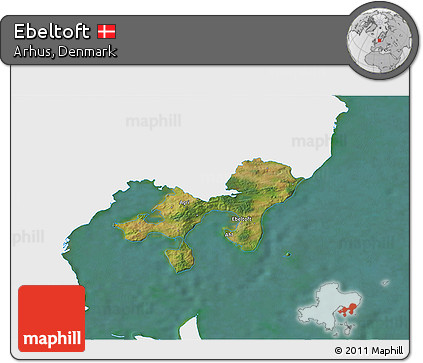 Satellite 3D Map of Ebeltoft, single color outside