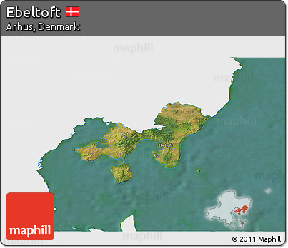 Satellite 3D Map of Ebeltoft, single color outside