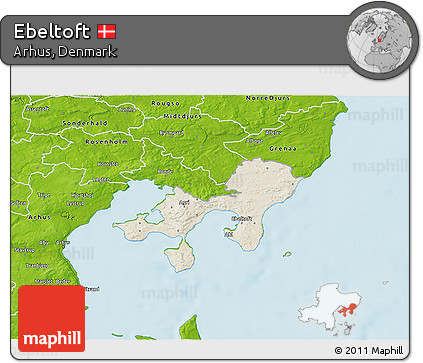 Shaded Relief 3D Map of Ebeltoft, physical outside