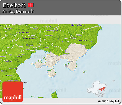 Shaded Relief 3D Map of Ebeltoft, physical outside
