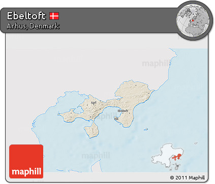 Shaded Relief 3D Map of Ebeltoft, single color outside
