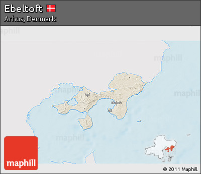 Shaded Relief 3D Map of Ebeltoft, single color outside