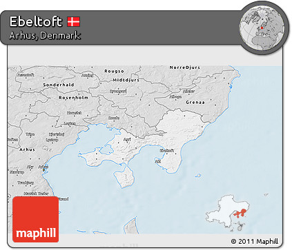 Silver Style 3D Map of Ebeltoft