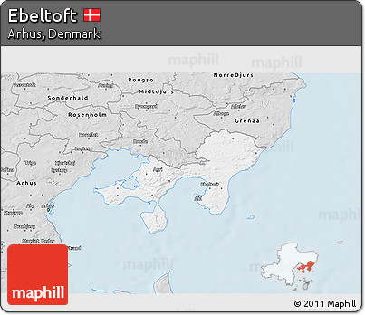 Silver Style 3D Map of Ebeltoft