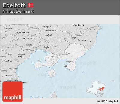 Silver Style 3D Map of Ebeltoft