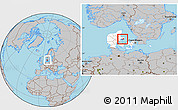 Gray Location Map of Ebeltoft, highlighted country, within the entire country