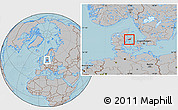 Gray Location Map of Ebeltoft, hill shading