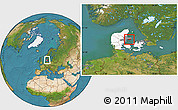 Satellite Location Map of Ebeltoft, highlighted country, highlighted parent region