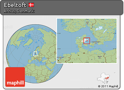 Savanna Style Location Map of Ebeltoft, highlighted parent region