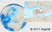 Shaded Relief Location Map of Ebeltoft
