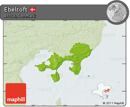 Physical Map of Ebeltoft, lighten