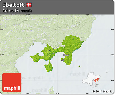 Physical Map of Ebeltoft, lighten