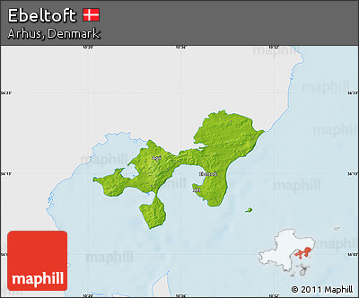 Physical Map of Ebeltoft, single color outside
