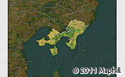 Satellite Map of Ebeltoft, darken