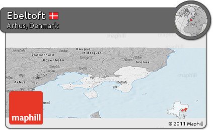 Gray Panoramic Map of Ebeltoft