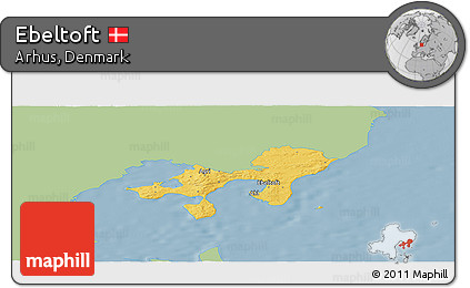 Savanna Style Panoramic Map of Ebeltoft, single color outside
