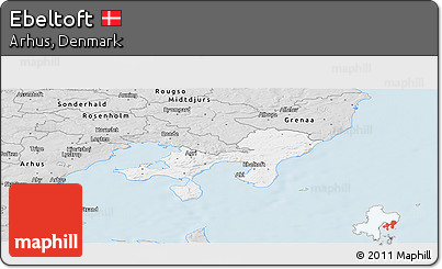 Silver Style Panoramic Map of Ebeltoft