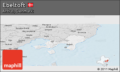 Silver Style Panoramic Map of Ebeltoft