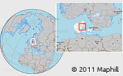 Gray Location Map of Hinnerup, highlighted country, within the entire country