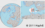 Gray Location Map of Hinnerup, highlighted country, highlighted parent region