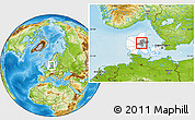 Physical Location Map of Hinnerup, highlighted country, highlighted parent region