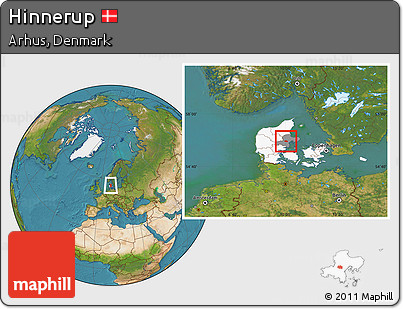 Satellite Location Map of Hinnerup, highlighted country, highlighted parent region
