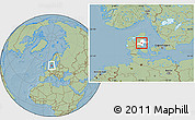 Savanna Style Location Map of Hinnerup, highlighted parent region, hill shading