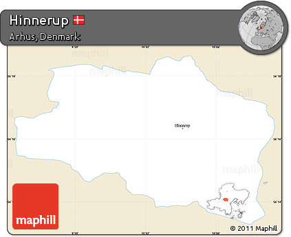 Classic Style Simple Map of Hinnerup, single color outside