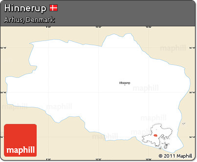 Classic Style Simple Map of Hinnerup, single color outside