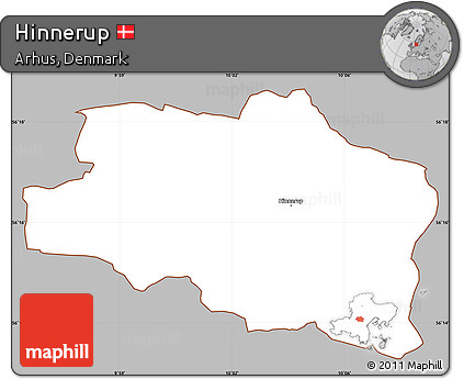 Gray Simple Map of Hinnerup, cropped outside