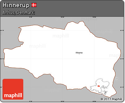 Gray Simple Map of Hinnerup, cropped outside
